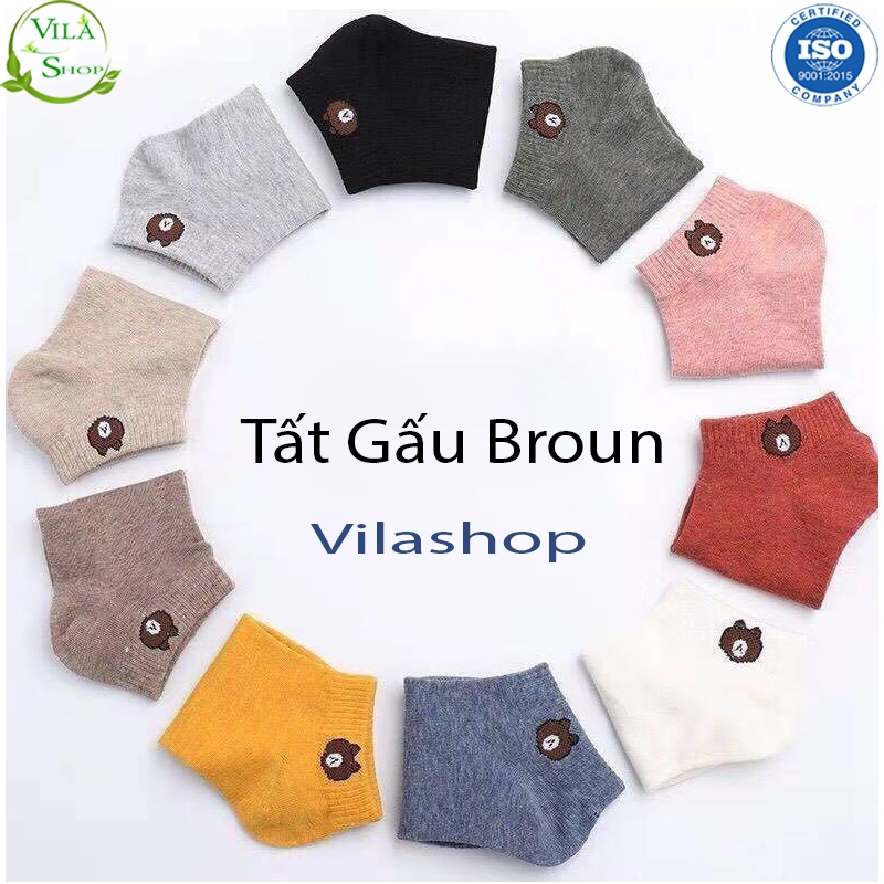 Tất Nữ Cổ Ngắn, Tất Gấu Brown Nữ Cổ Ngắn Cute Dễ Thương, Chất Liệu Cotton Thoáng Mát