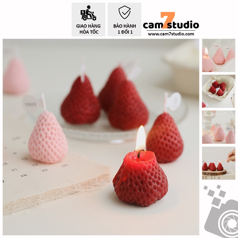 Nến Strawberry Thơm trang trí chụp hình sản phẩm, decor chụp ảnh - Cam7Studio.com