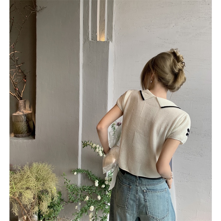 HUANG YOYO Áo Thun Ngắn Tay Cổ Tròn Thời Trang Hàn Cho Nữ