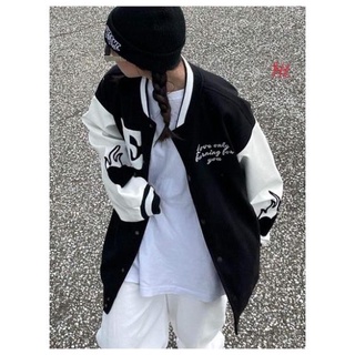 Áo bomber nỉ phối tay trắng E HS