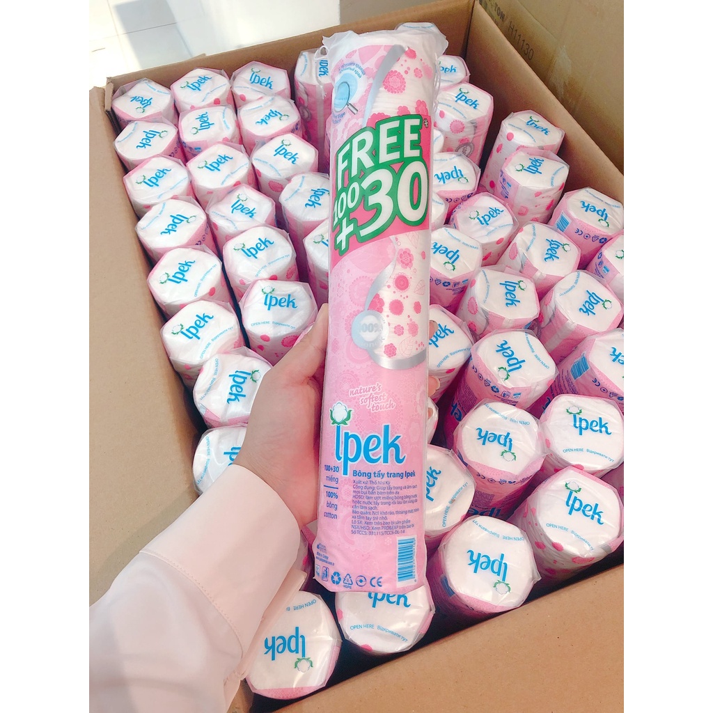 Bông tẩy trang IPEK siêu mềm mịn 120+30 miếng