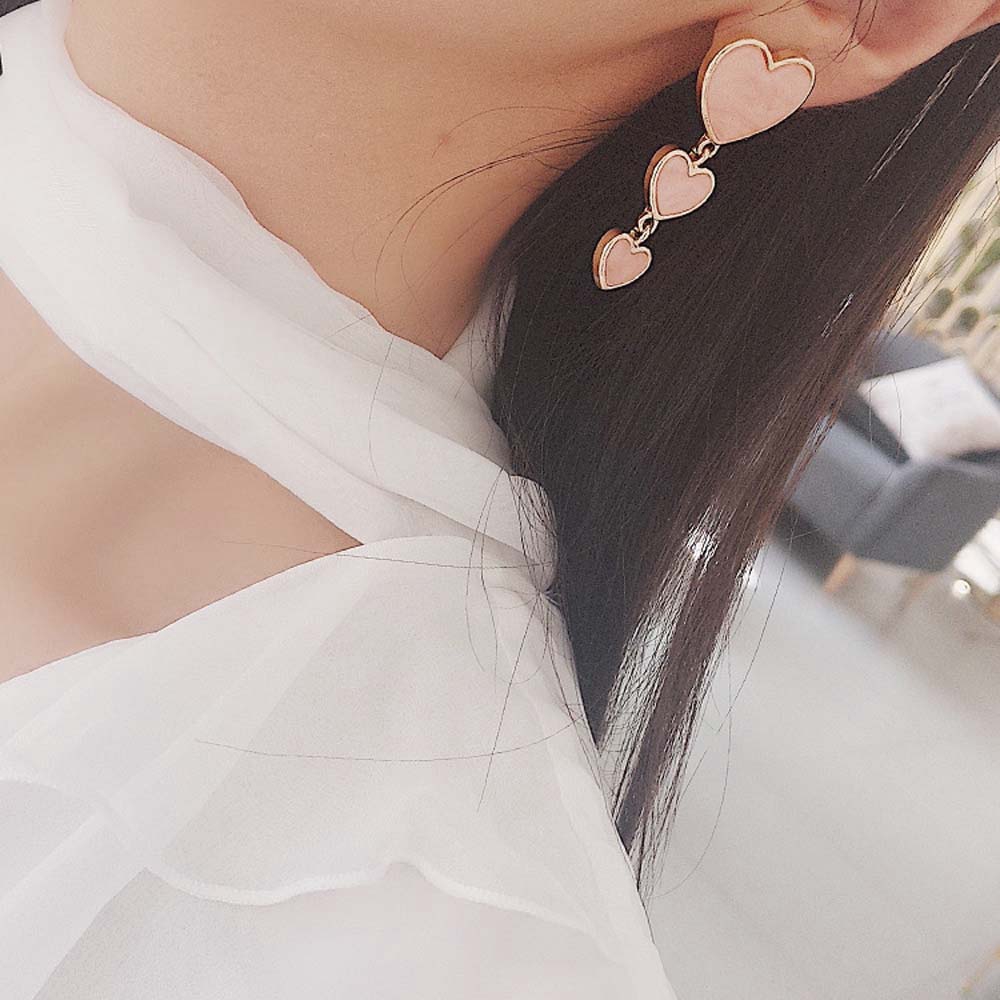 MXGOODS Multi-layer Metal Acrylic Love Heart Accessories Ear Studs