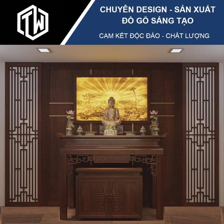Vách ngăn CNC phòng thờ bằng gỗ cao cấp, nhiều mẫu mã, hỗ trợ tư vấn thiết kế