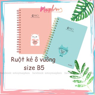 [Mua 3 sổ tặng kèm bút] Sổ ruột kẻ ô vuông - Sổ Caro B5 KLong 200 trang làm Bullet journal, take notes, calligraphy