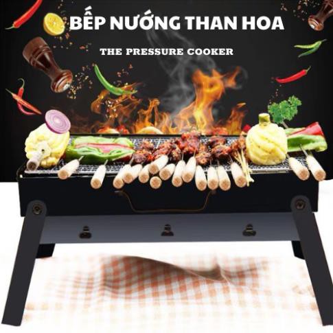 Bếp nướng than hoa nướng ngoài trời BBQ chất liệu inox cao cấp- Có Chân Đế, Tay Cầm Xếp Gọn Tiện Lợi TL-353