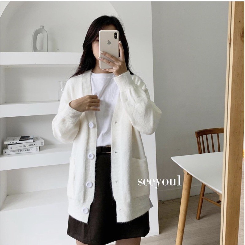 Áo cardigan nút trắng 👋🏻