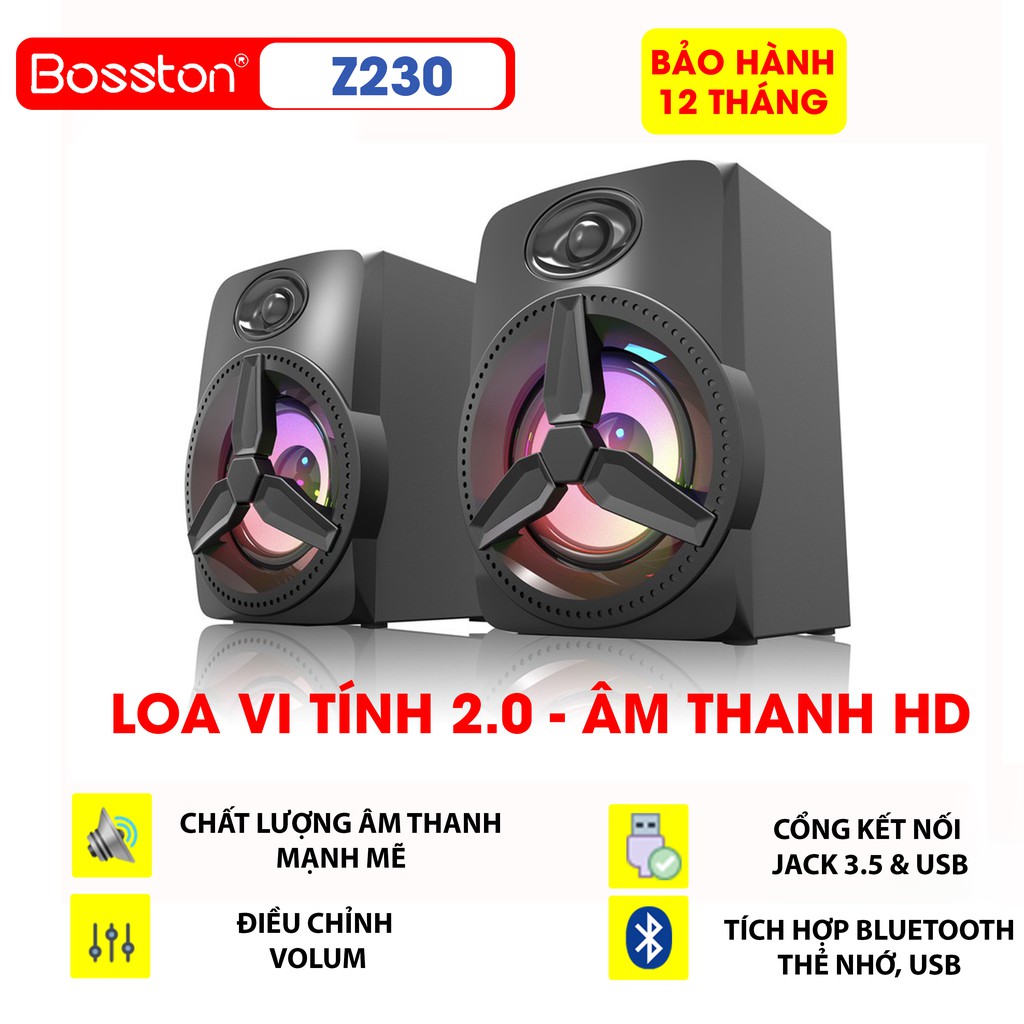 [ NEW ] Loa Bosston Z230 Led RGB - Thiết kế nhỏ gọn, tinh tế với hệ thống LED đẹp mắt - Bảo hành 12 tháng