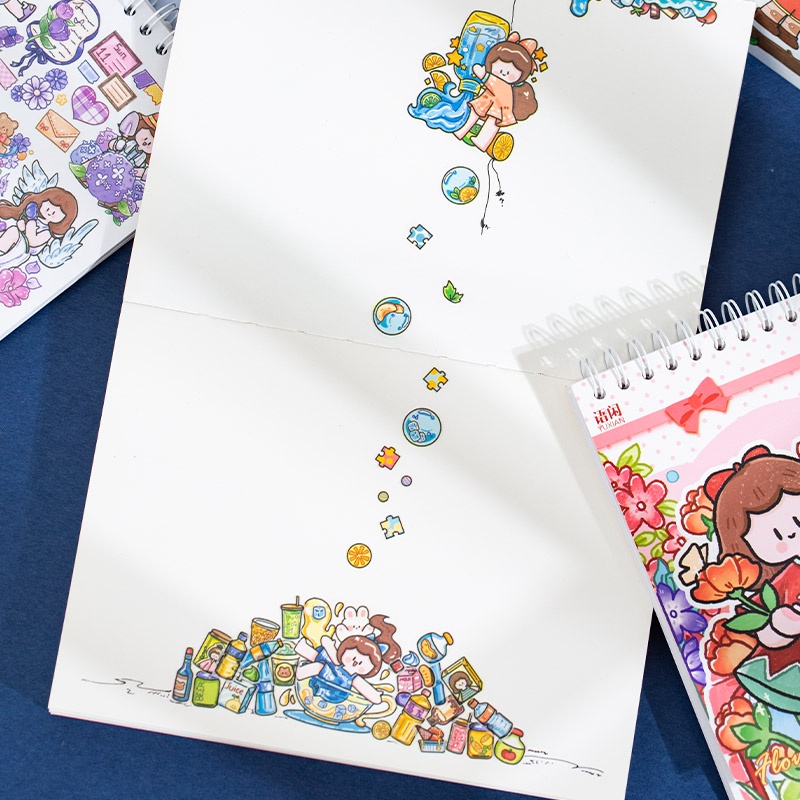 Sticker Dán Trang Trí Sổ Tay DIY Hình Cô Gái Dễ Thương Có 2 Kiểu
