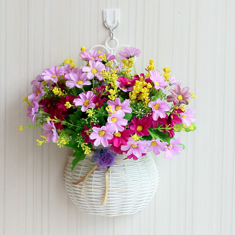 Hoa mô phỏng treo tường hoa giả giỏ hoa trang trí tường hoa trang trí nhà hoa trang trí phòng ngủ hoa hoa nhựa chậu cây