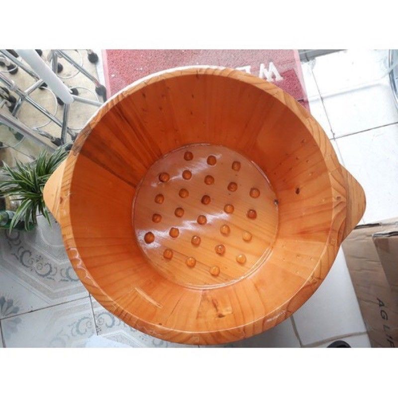 Chậu gỗ ngâm chân có hạt massage cao cấp