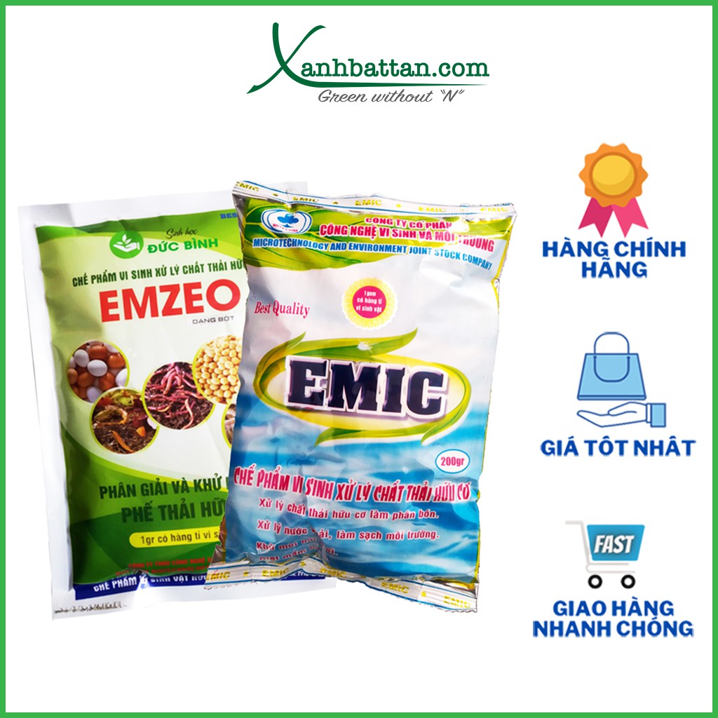 Bộ 2 Gói Emzeo Emic Khử Mùi Hôi, Ủ Đậu Tương, Ủ Phân Gà, Ủ Rác Thải Và Ủ Phân Bón