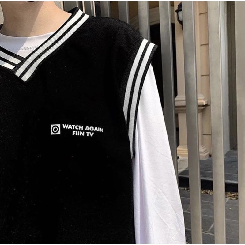 Áo Gile Fiin viền sọc ❤️FREESHIP❤️ Giảm 10K Khi Nhập [ Áo Thun Nữ ] Áo Gile viền 2 sọc❤Nam nữ unisex