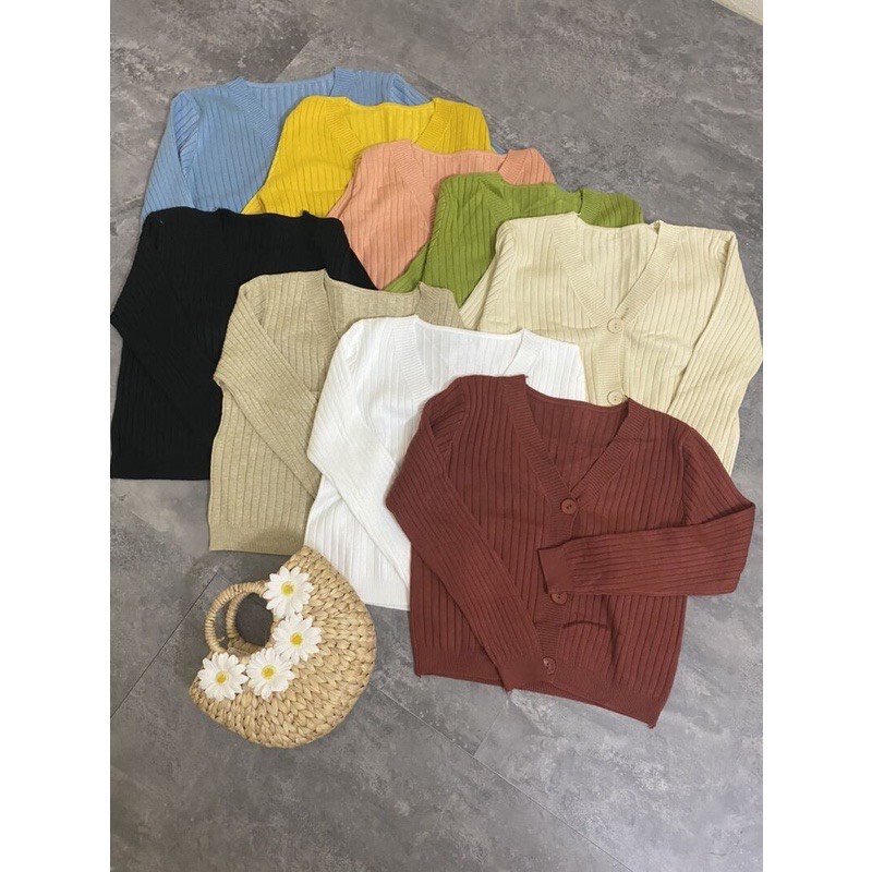 Áo Khoác Len Cardigan trơn 3 nút trơn nhiều màu, áo khoác thu đông chất len gân siêu mềm, co giãn tốt