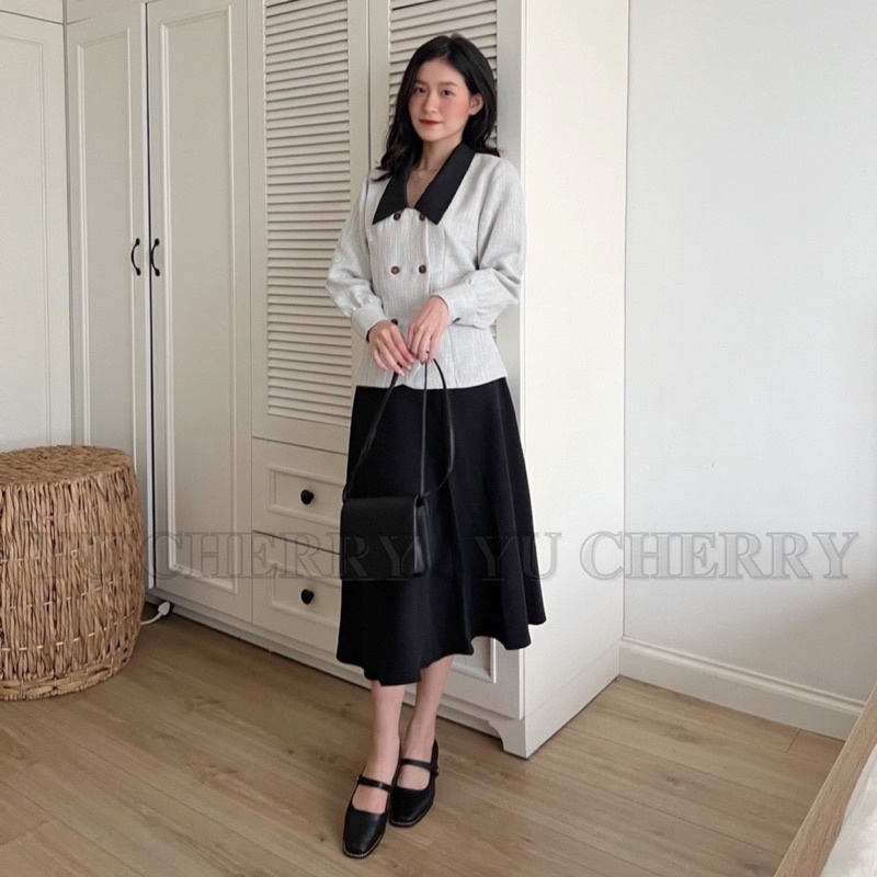 YU CHERRY | Váy midi dài nữ phù hợp cho văn phòng, sự kiện Midi Skirt YV002
