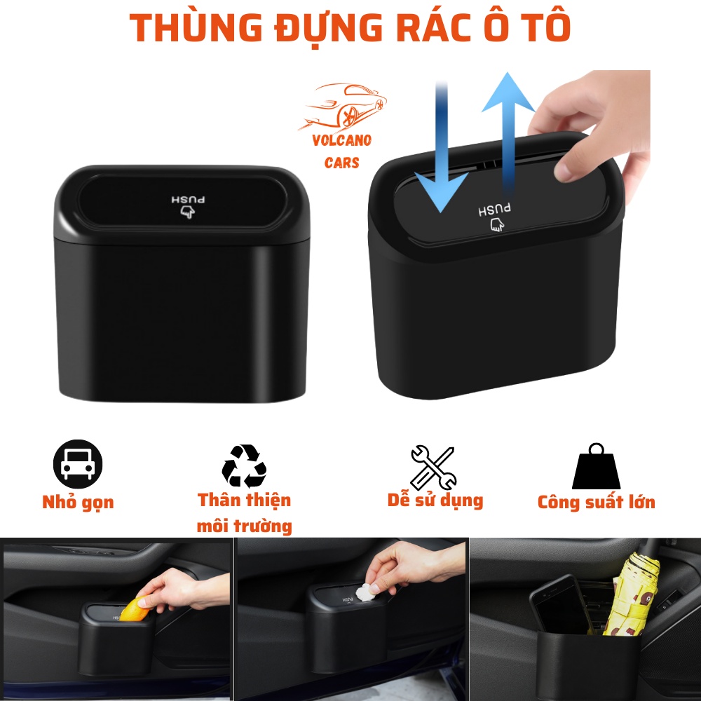 Thùng rác ô tô nhỏ gọn đa năng gắn cửa xe, sau ghế tiện dụng giúp làm sạch không gian xe hơi