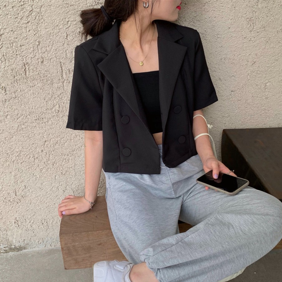 [Mã SKAMCLU7 giảm 10% tối đa 50K đơn 0Đ] Blazer Cộc Tay Dáng Ngắn Có Kèm Áo Croptop | BigBuy360 - bigbuy360.vn