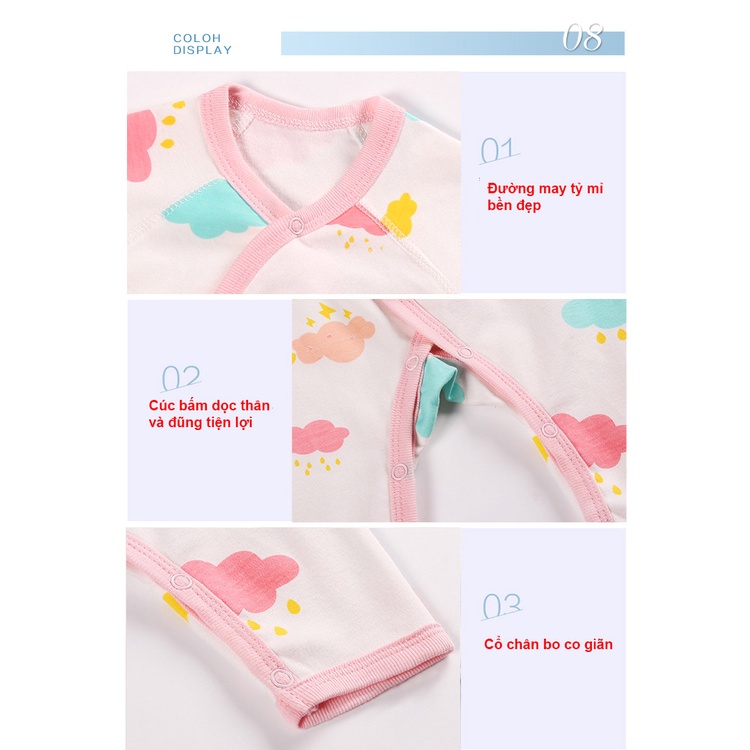 Body dài tay cho bé trai bé gái bodysuit liền thân 100% cotton hàng Quảng Châu xuất Hàn SLT06