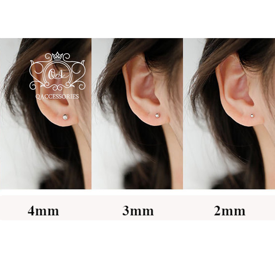 Bông tai nụ bạc tròn khuyên nam nữ bi trơn tối giản S925 BASIC Silver Earrings QA SILVER EA170508