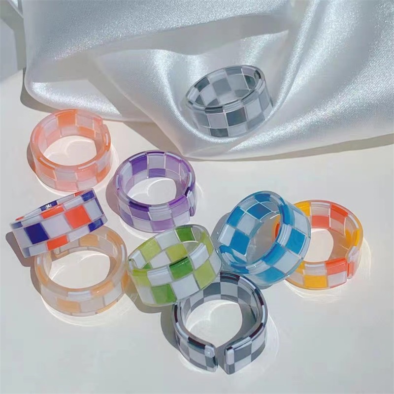 Nhẫn AY nhựa resin phối lưới thời trang dành cho nữ