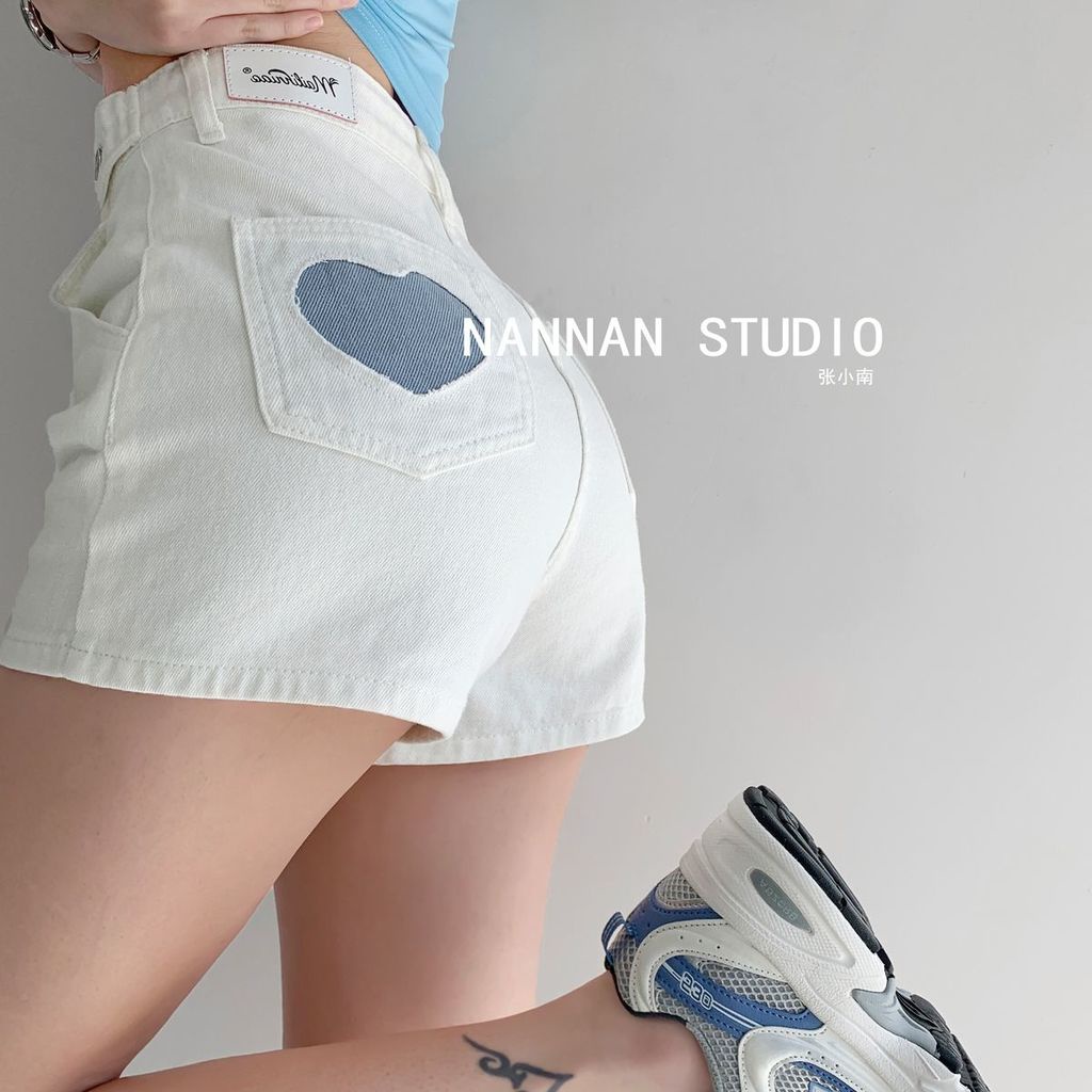 Quần Short denim Ống Rộng Rách Gối Phong Cách Đường Phố Cho Nữ