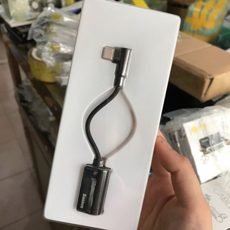 Cáp chuyển tai nghe type C ra 3.5 + type C vừa nghe vừa sạc Baseus L45