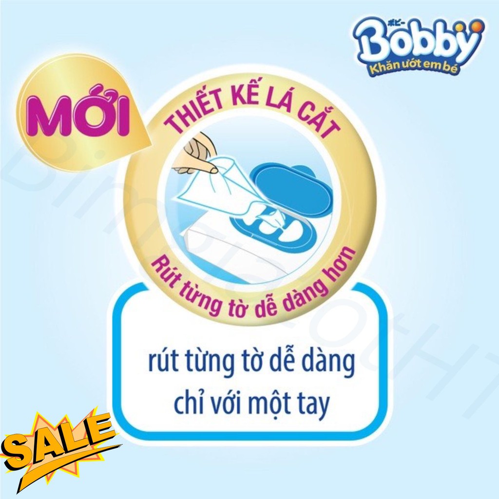 Khăn ướt Bobby không mùi 100 tờ (màu xanh)