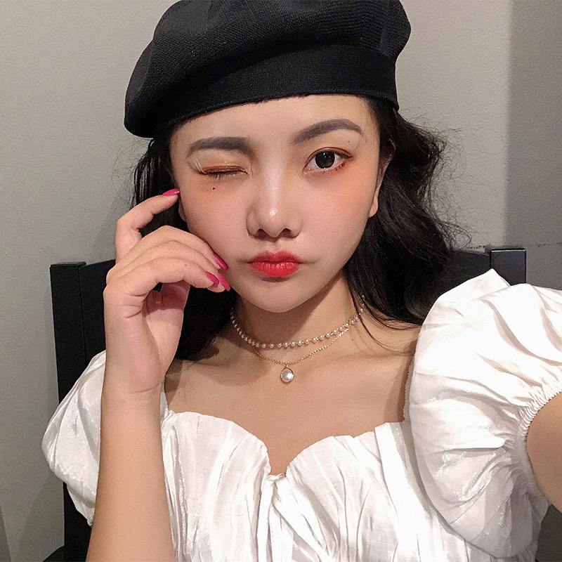 vòng cổ Hai Lớp Đính Hạt Ngọc Trai Xinh Xắn Cho Nữ