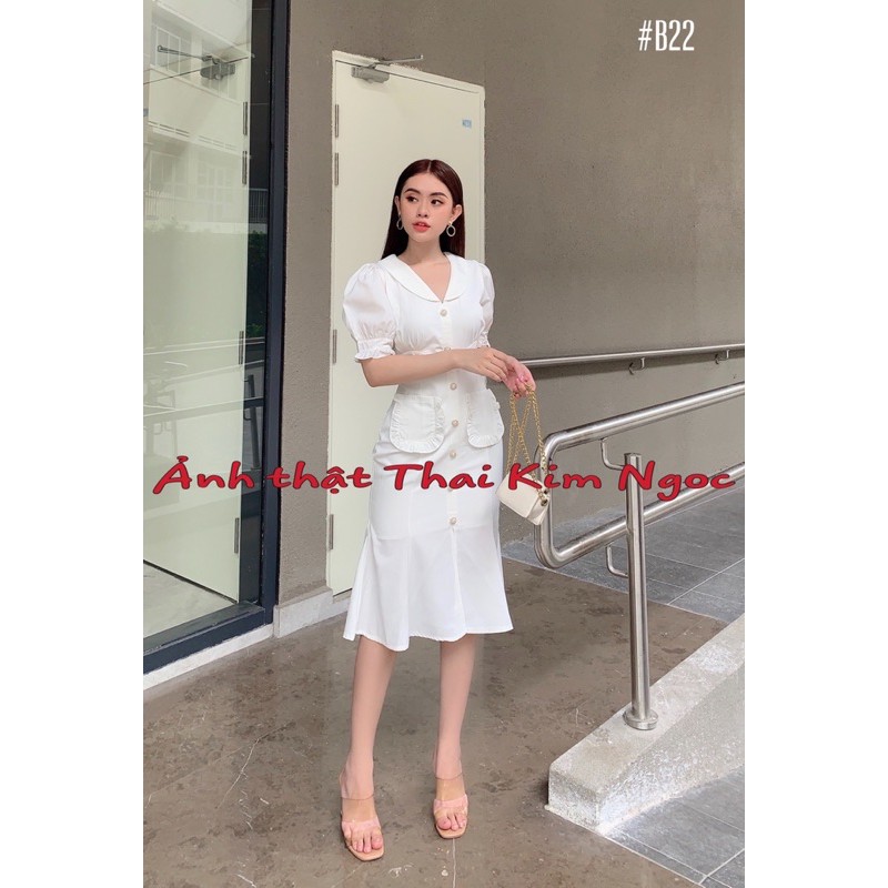 Đầm trắng cổ sen đuôi cá | BigBuy360 - bigbuy360.vn