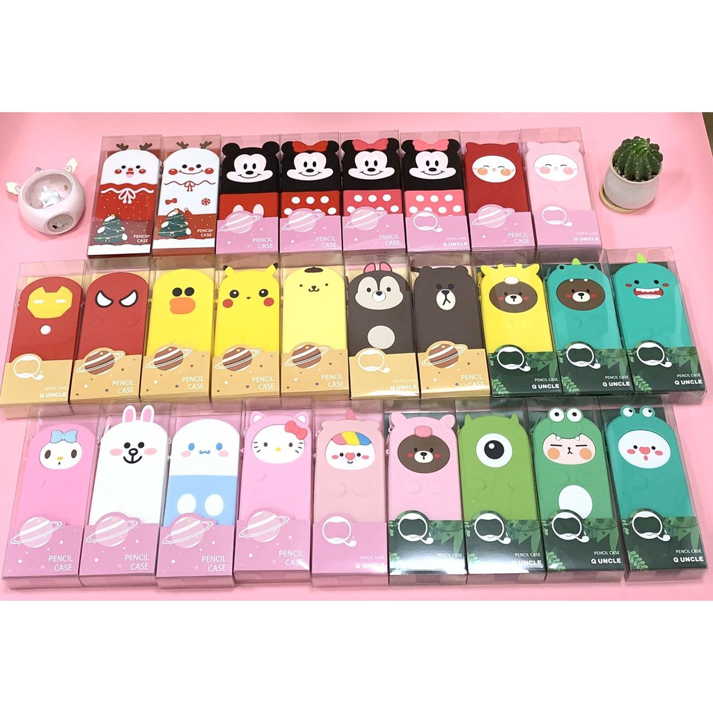 Hộp bút văn phòng silicone siêu dễ thương Line Family
