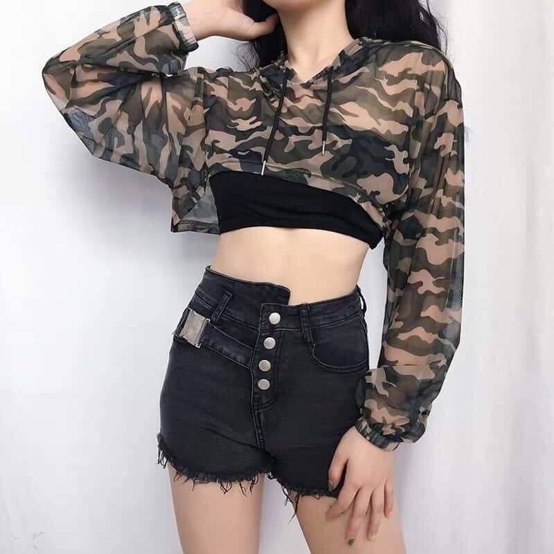 ÁO CROPTOP RẰN RI DÂY RÚT