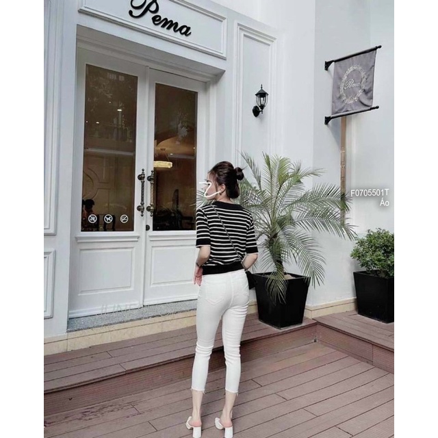 Áo len sọc cổ bẻ