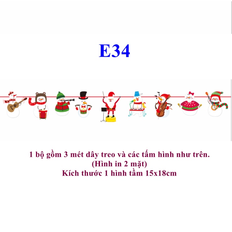 Cờ treo trang trí noel trang trí giáng sinh mẫu E34