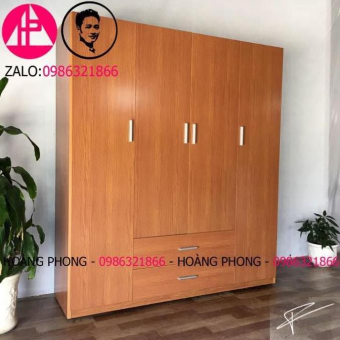 Tủ quần áo 4 cánh mãu gỗ đỏ - Tủ nhựa đài loan cao cấp (1m62 x 1m85) Miễn phí vận chuyển Bảo hành 2 năm tại nhà