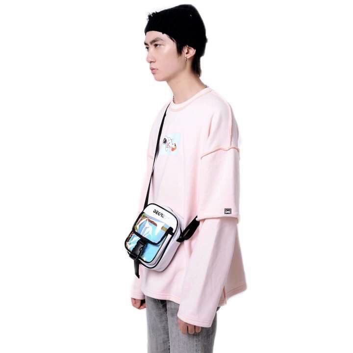 Túi đeo chéo uinsex dạ quang bảy màu GREY