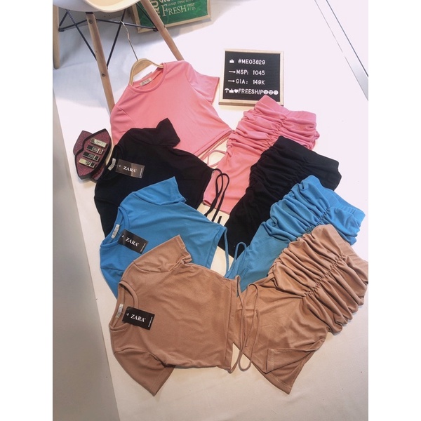 [Chuyên Sỉ] Set thun len gân cột lưng, chân váy xẻ tà tôn dáng - hàng đẹp lắm luôn nha các chị