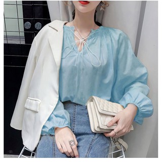 ❣️FREESHIP❣️ÁO NƠ CỔ TAY PHỒNG