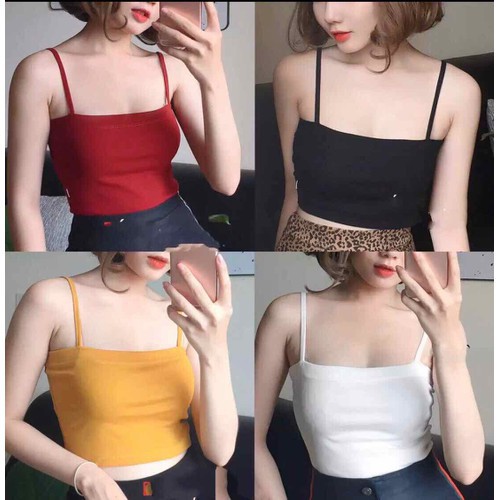 Áo 2 Dây Sợi Bún Croptop Thoitrangh24H Thun Gân Dày Tạo Dáng Body Gợi Cảm