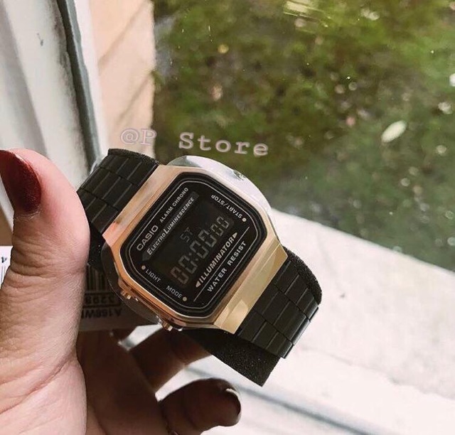 Đồng hồ nam nữ Kim loại Casio A168wegb vàng đen chính hãng | BigBuy360 - bigbuy360.vn