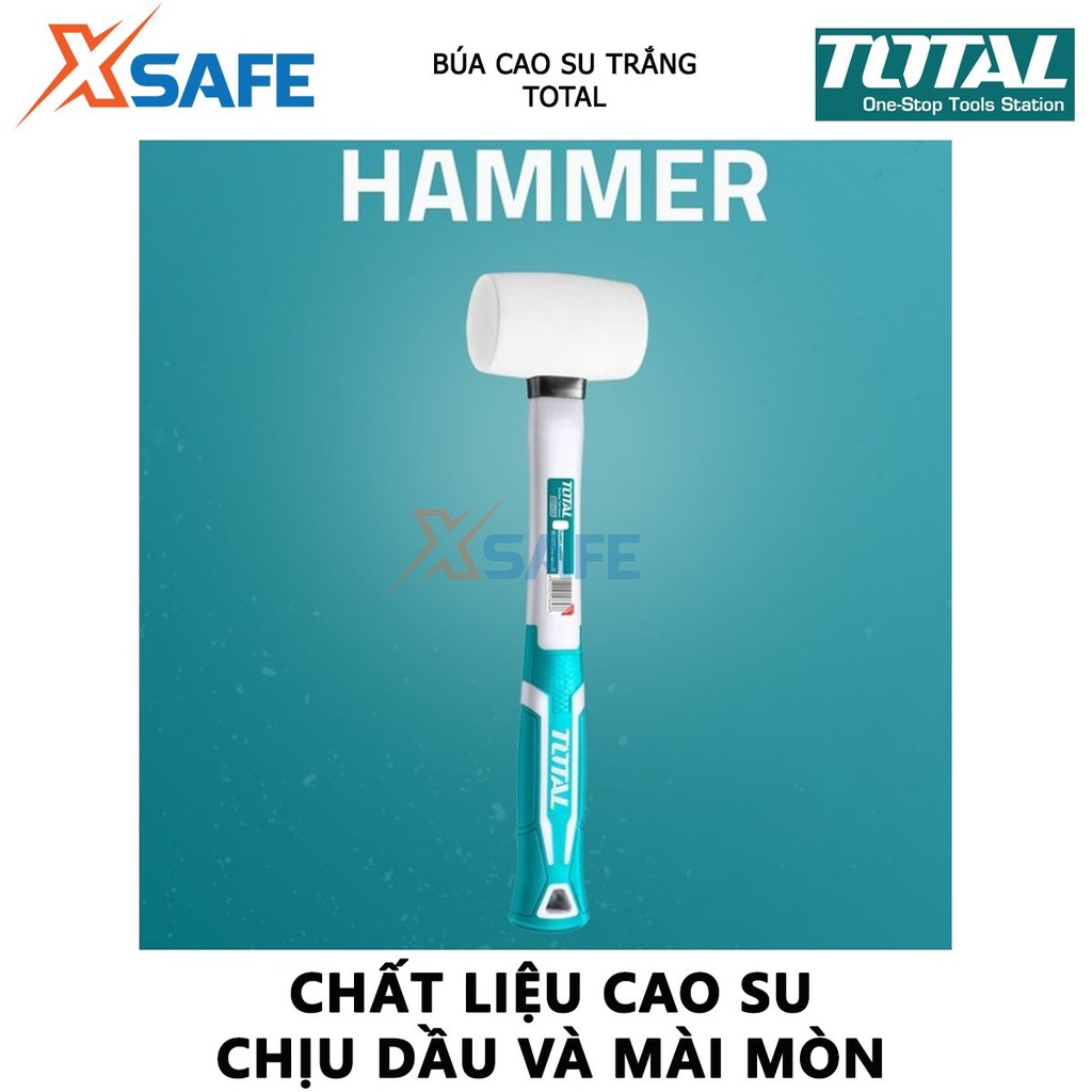 Búa cao su trắng TOTAL Búa cầm tay mini chất liệu cao su, chống dầu chống mài mòn, tay cầm gỗ chắc chắn, tăng ma sát