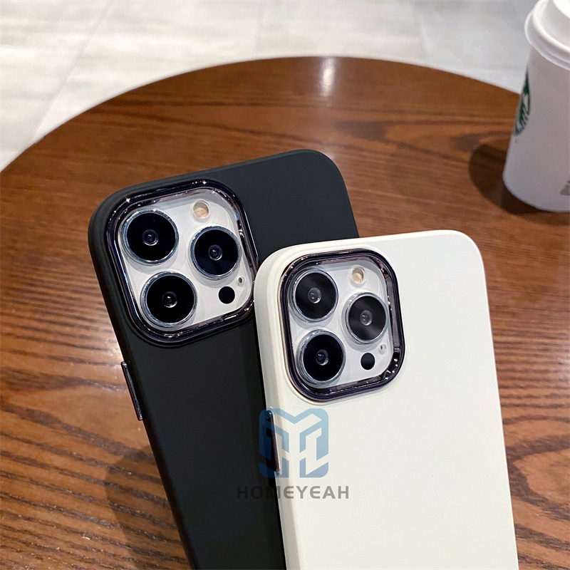 Ốp Điện Thoại Silicon Mềm Chống Sốc Có Khung Kim Loại Bảo Vệ Camera Cho iPhone 14 13 Pro Max 14 Plus