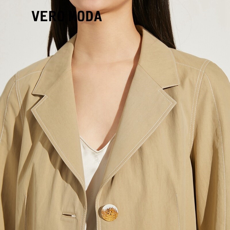 Áo khoác blazer một hàng nút vải khaki dáng rộng - Vero Moda CoutureMade