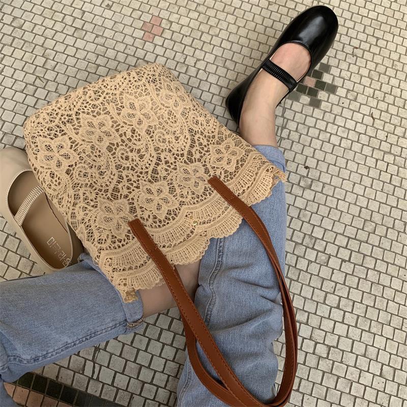 Túi đeo vai IELGY cỡ lớn phối ren phong cách Hàn Quốc thời trang cho nữ