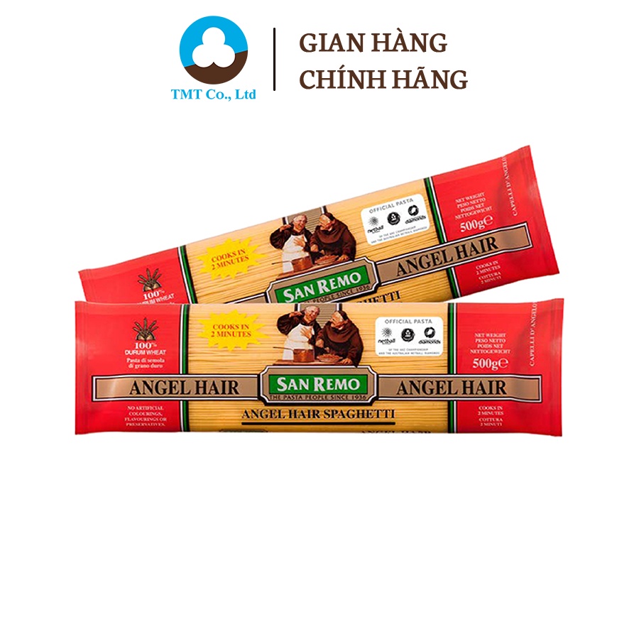 Mì ý spaghetti Angel Hair thương hiệu San Remo 500G No.9 - sợi mì nhỏ