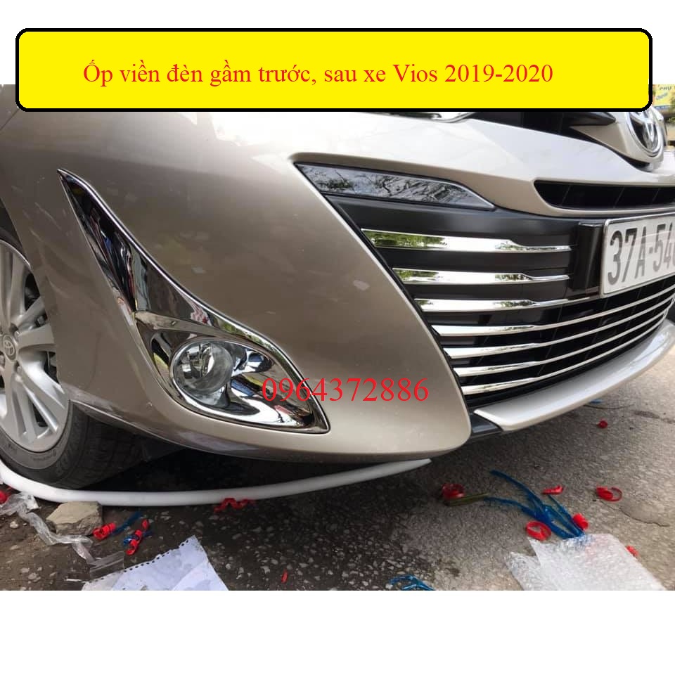 Ốp viền đèn gầm trước, sau Vios 2019-2020 mạ crom sáng bóng