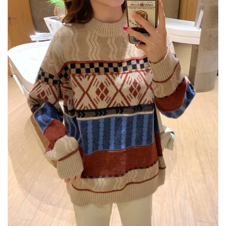 Sweater pullover loose sweater Korean knit sweater long sleeve sweater | BigBuy360 - bigbuy360.vn