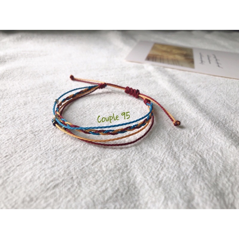 Vòng tay, vòng chân nam nữ waterproof phối hạt cườm basic