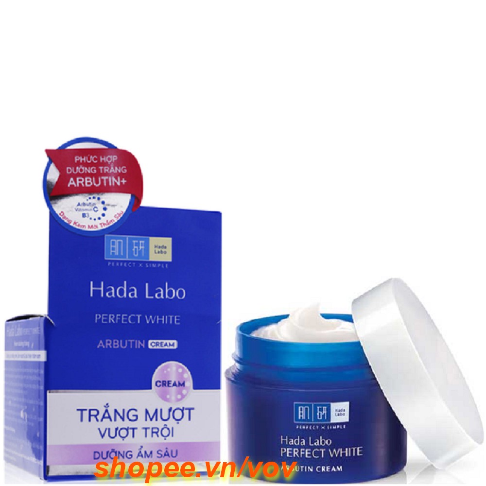 Kem dưỡng trắng mượt vượt trội Hada Labo Perfect White Arbutin Cream 50g 100% chính hãng, vov cung cấp và bảo trợ.
