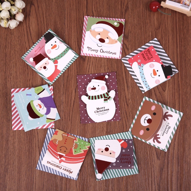 Thiệp 3D Giáng Sinh Noel Kèm Bì Đựng Hình Vuông 8,7cm Đáng Yêu