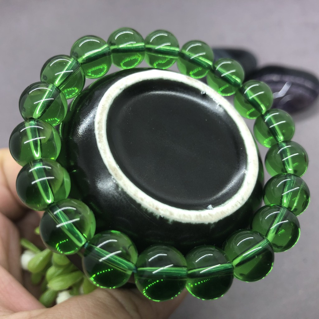 6/8/10 / 12mm hạt pha lê thạch anh xanh vòng tay charm handmade cho bạn bè