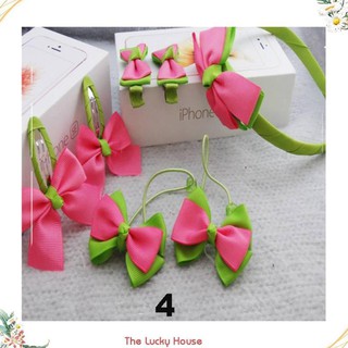 Bộ bờm nơ dây buộc tóc 7 món
